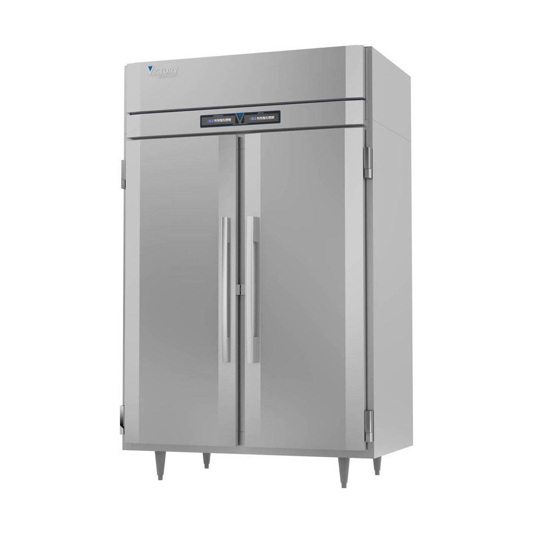 Victory RFSA-2D-S1-HC 52" 2-Section Reach-In Refrigerator/Freezer Combo w/ 2 Solid Doors, Aluminum Interior