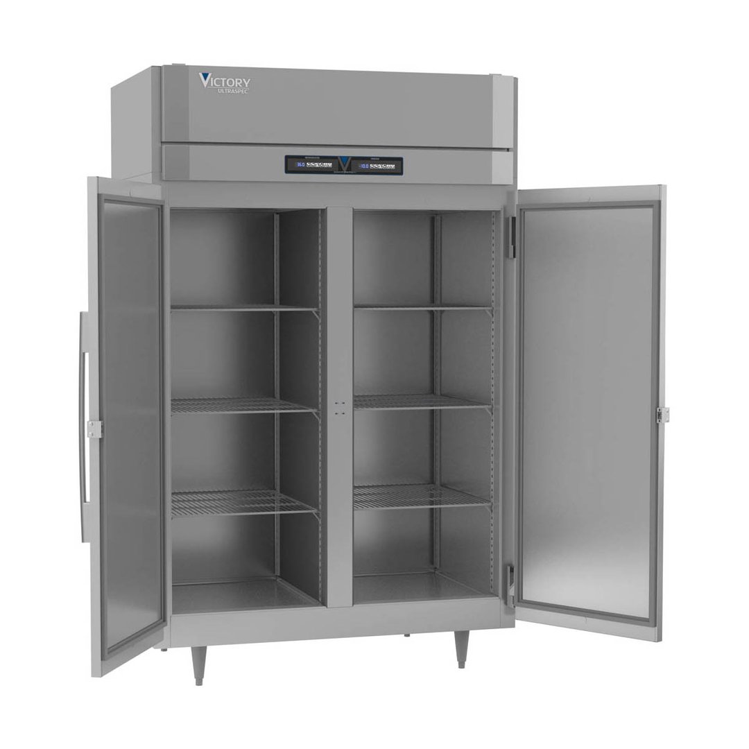 Victory RFSA-2D-S1-HC 52" 2-Section Reach-In Refrigerator/Freezer Combo w/ 2 Solid Doors, Aluminum Interior
