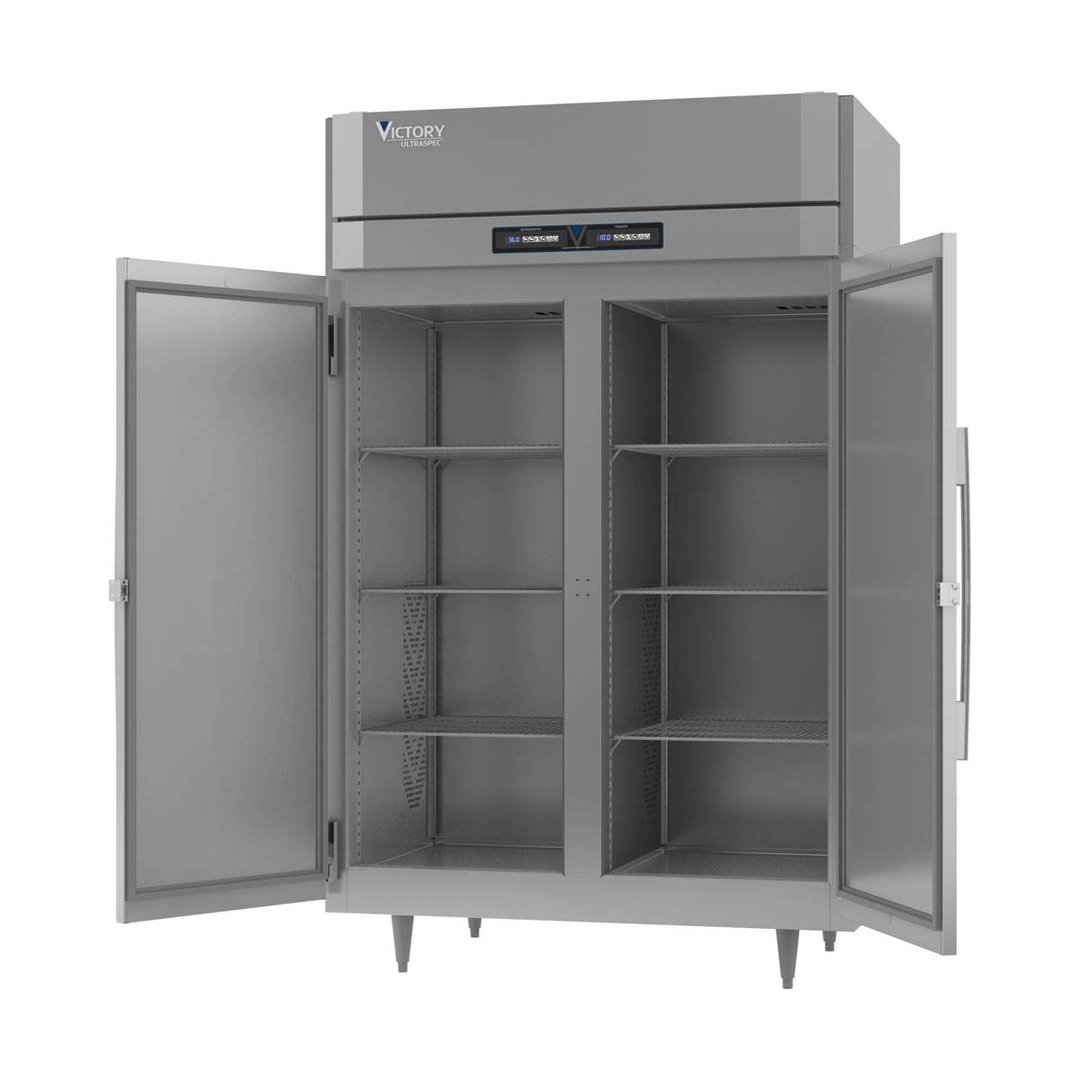 Victory RFSA-2D-S1-HC 52" 2-Section Reach-In Refrigerator/Freezer Combo w/ 2 Solid Doors, Aluminum Interior