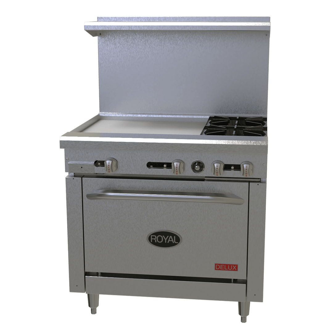 Royal Range of California RDR-4-36 36" Gas Restaurant Range w/ (4) Open Burners, (1) Standard Oven, 155.000 BTU