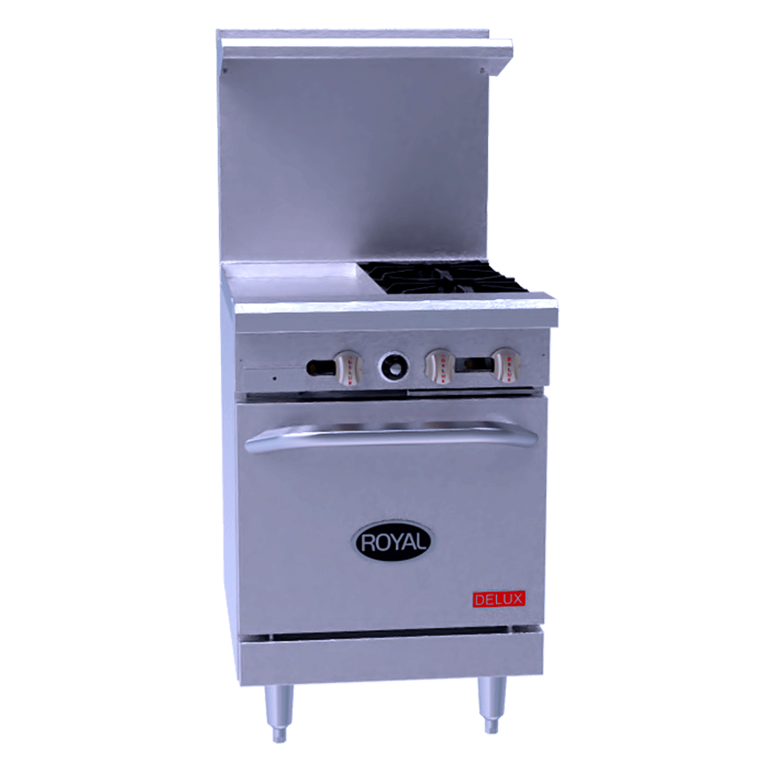 Royal Range of California RDR-G24 24" Gas Restaurant Range w/ 24" Full Griddle, (1) Space Saver Oven, 67.000 BTU