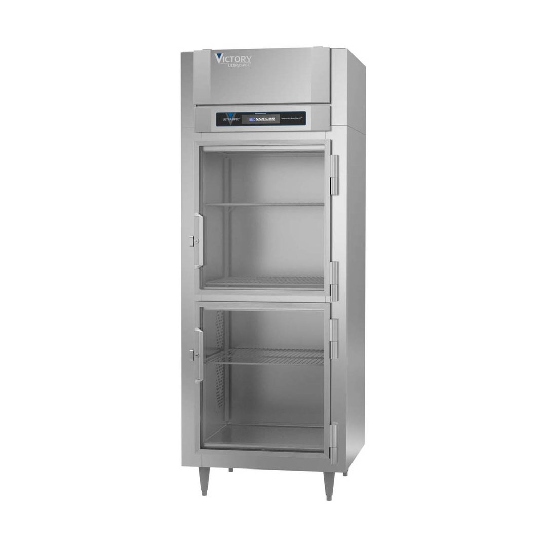 Victory RS-1D-S1-EW-HG-HC 31" One Section Wide Reach-In Refrigerator w/ 2 Swing Glass Half Door, Stainless Steel, 24 cu. ft.