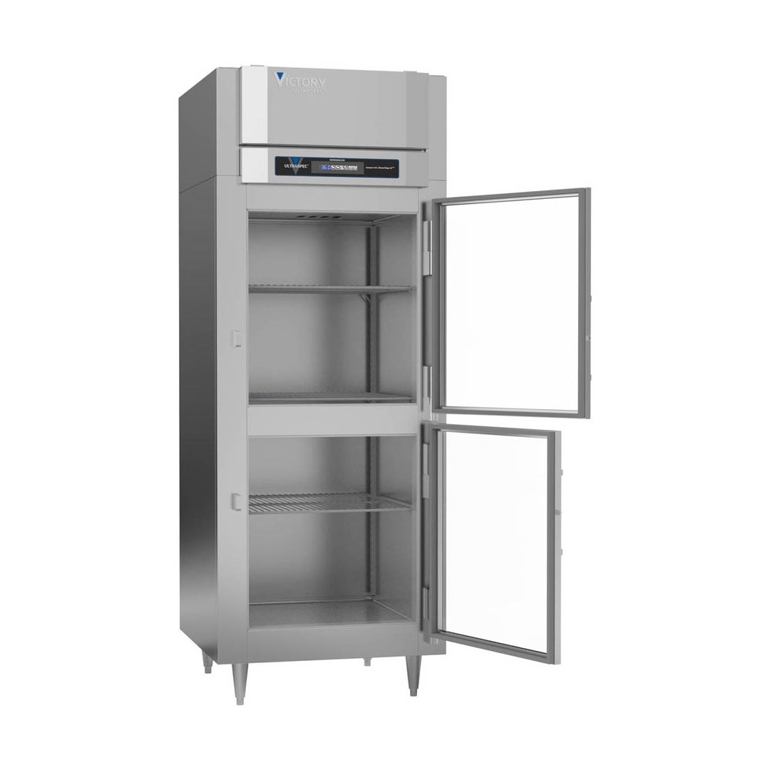Victory RS-1D-S1-EW-HG-HC 31" One Section Wide Reach-In Refrigerator w/ 2 Swing Glass Half Door, Stainless Steel, 24 cu. ft.