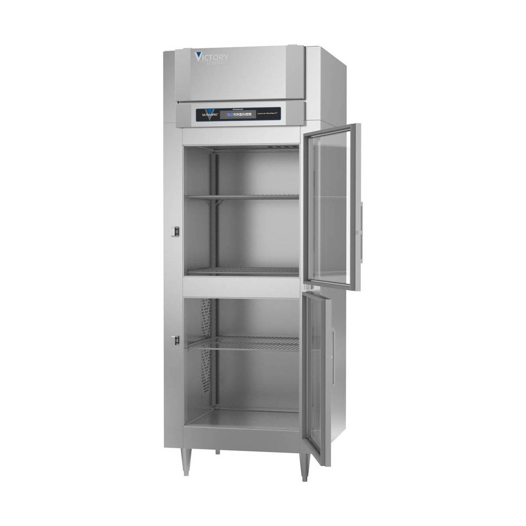 Victory RS-1D-S1-EW-HG-HC 31" One Section Wide Reach-In Refrigerator w/ 2 Swing Glass Half Door, Stainless Steel, 24 cu. ft.