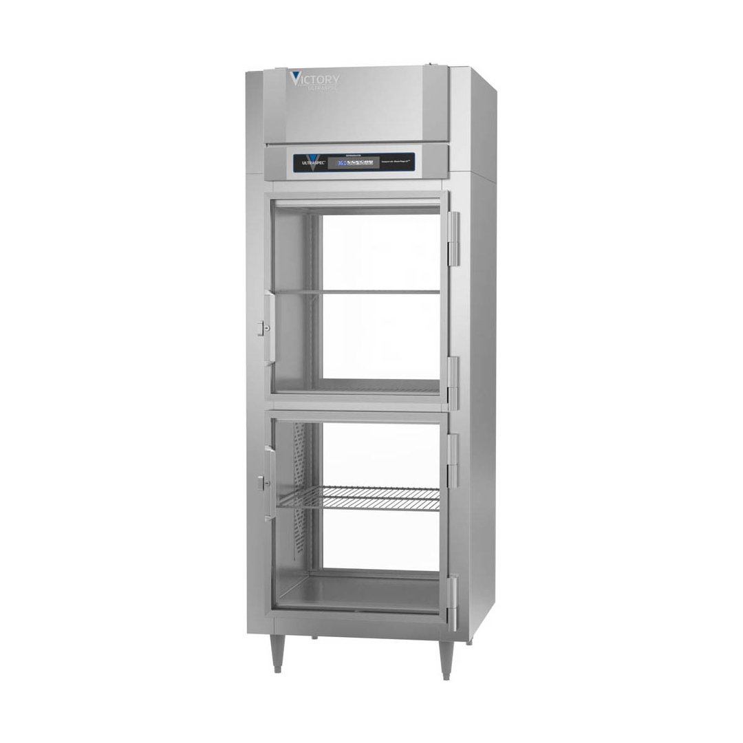 Victory RS-1D-S1-EW-PT-HG-HC One Section Wide Pass-Thru Refrigerator w/ 4 Half Glass Swing Doors, Stainless Steel, 26. cu. ft.