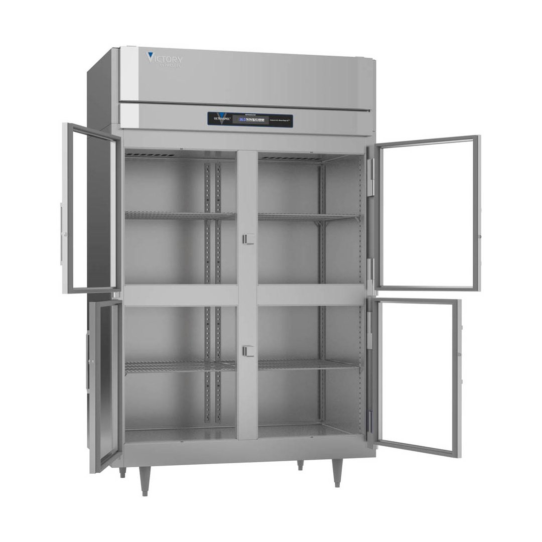 Victory RS-2D-S1-HG-HC 52" Two Section Reach-In Refrigerator w/ 4 Glass Swing Half Doors, Stainless Steel, 44.5 cu. ft.