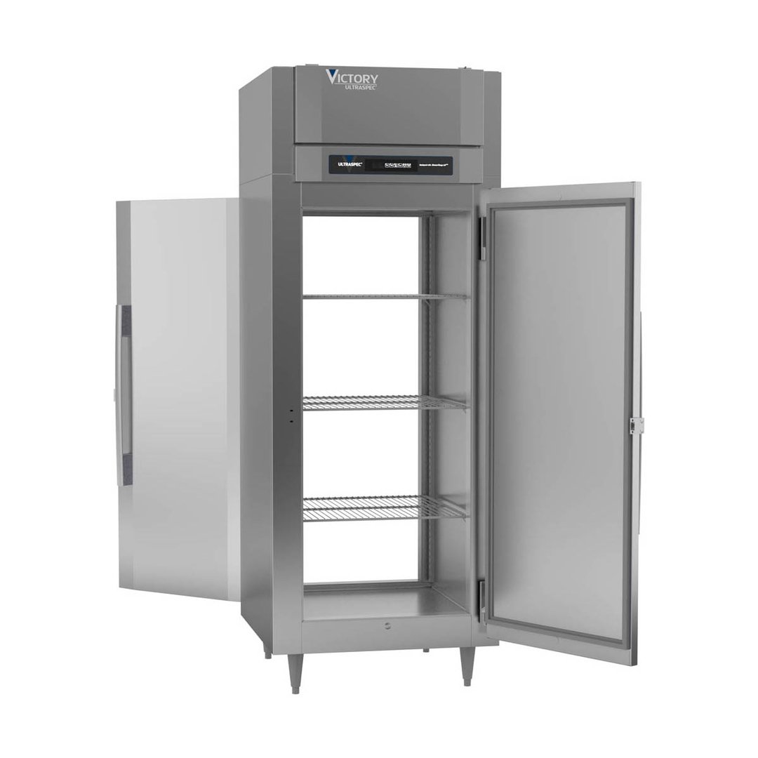 Victory RSA-1D-S1-EW-PT-HC 31" One Section Wide Pass-Thru Refrigerator w/ 2 Solid Swing Full Doors, Aluminum Interior, 26 cu. ft.