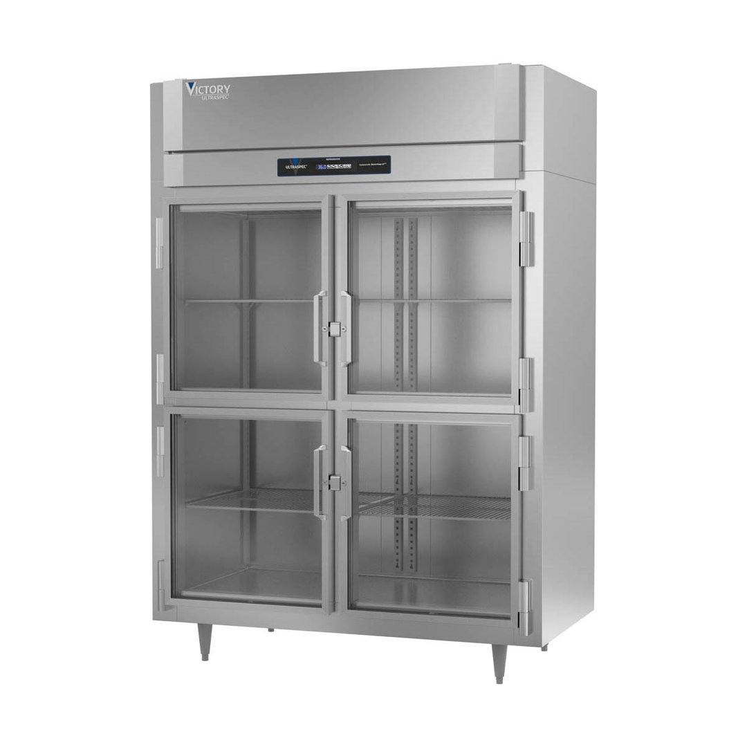 Victory RSA-2D-S1-EW-HG-HC 58" Two Section Wide Reach-In Refrigerator w/ 4 Glass Swing Half Doors, Aluminum Interior, 49 cu. ft.