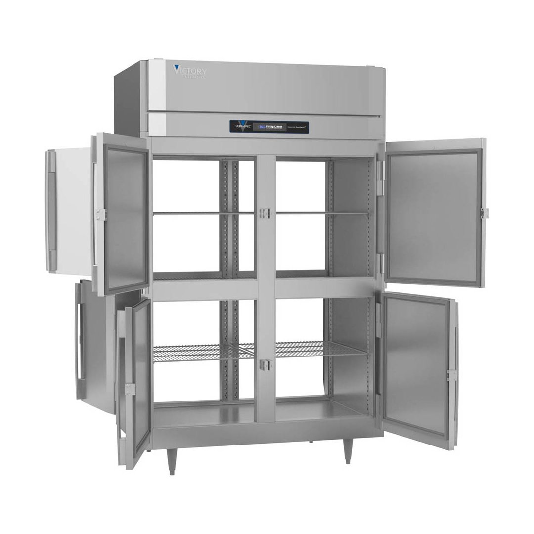 Victory RSA-2D-S1-PTHDHC 52" Two Section Pass-Thru Refrigerator w/ 8 Solid Swing Half Doors, Aluminum Interior, 48 cu. ft.