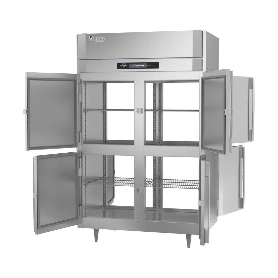 Victory RSA-2D-S1-PTHDHC 52" Two Section Pass-Thru Refrigerator w/ 8 Solid Swing Half Doors, Aluminum Interior, 48 cu. ft.