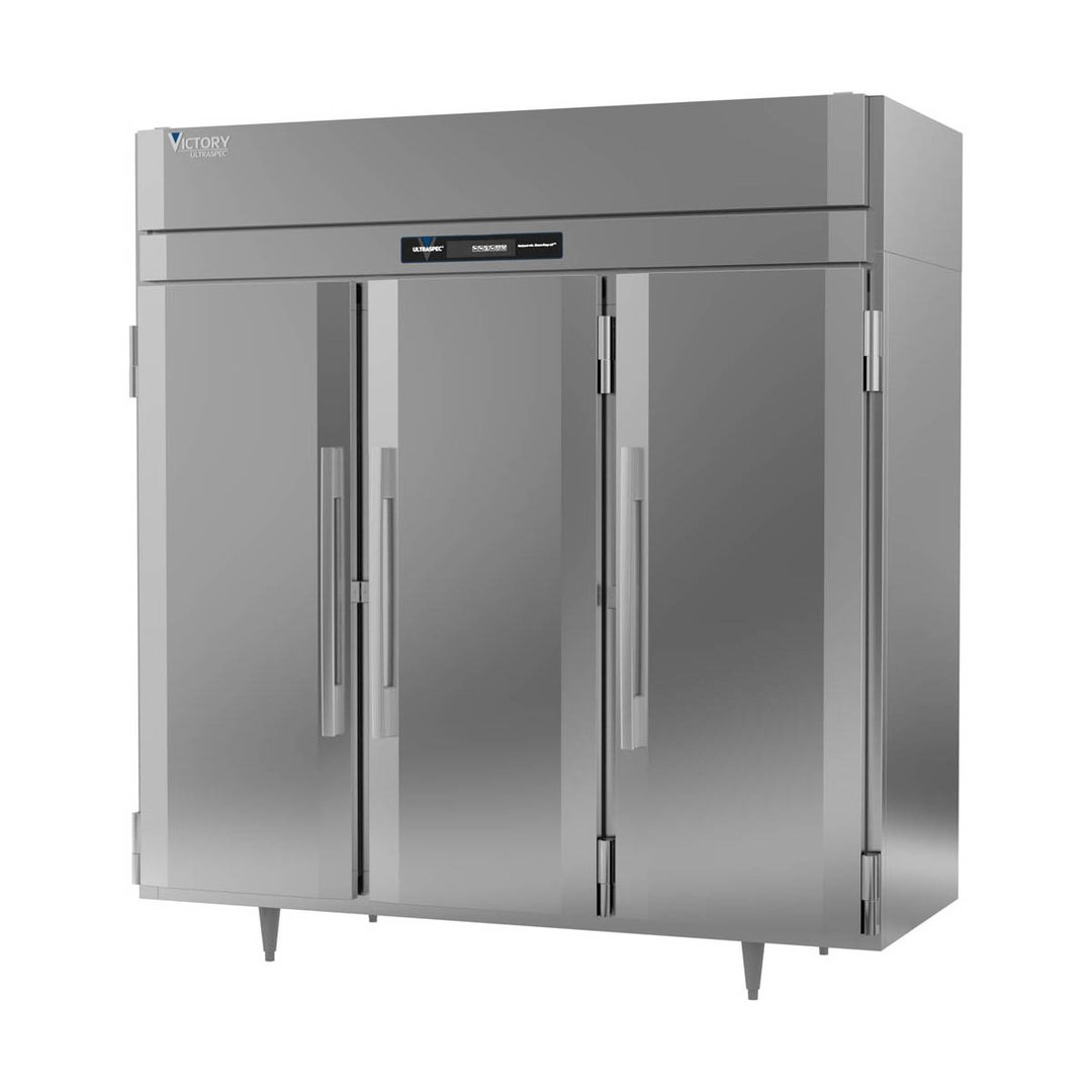 Victory RSA-3D-S1-HC 78" Three Section Reach-In Refrigerator w/ 3 Solid Swing Full Doors, Aluminum Interior, 68 cu. ft.