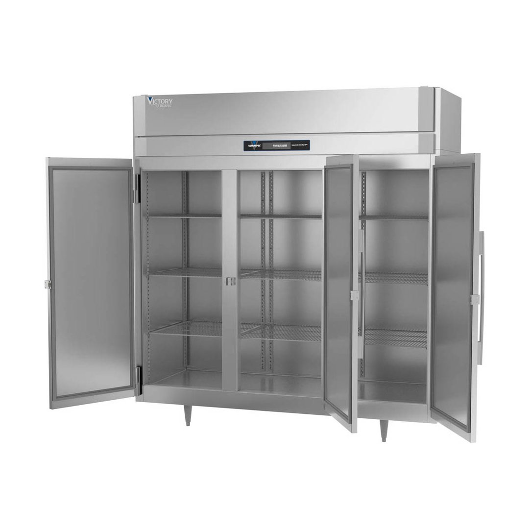 Victory RSA-3D-S1-HC 78" Three Section Reach-In Refrigerator w/ 3 Solid Swing Full Doors, Aluminum Interior, 68 cu. ft.