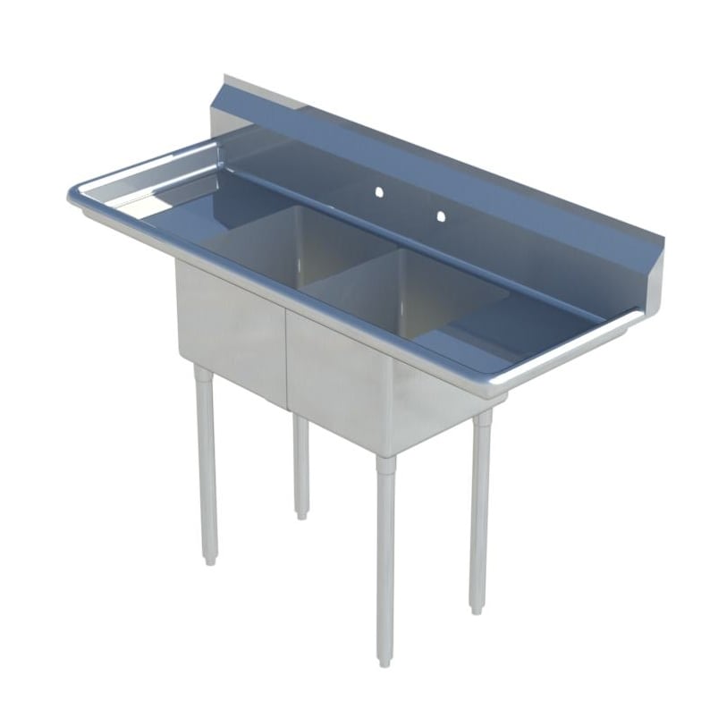 Sapphire Manufacturing SMS-2-1821D 72" Two Compartment Sink, 18"W x 21"L Bowl With 2 Drainboards