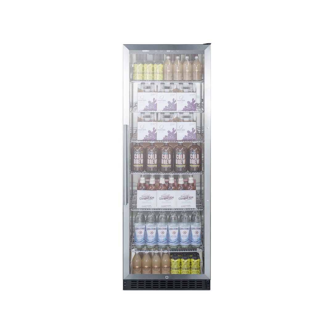 Summit SCR1401 24" Beverage Center w/ Right Hinged Glass Door, Black Exterior, 12.6 cu.ft