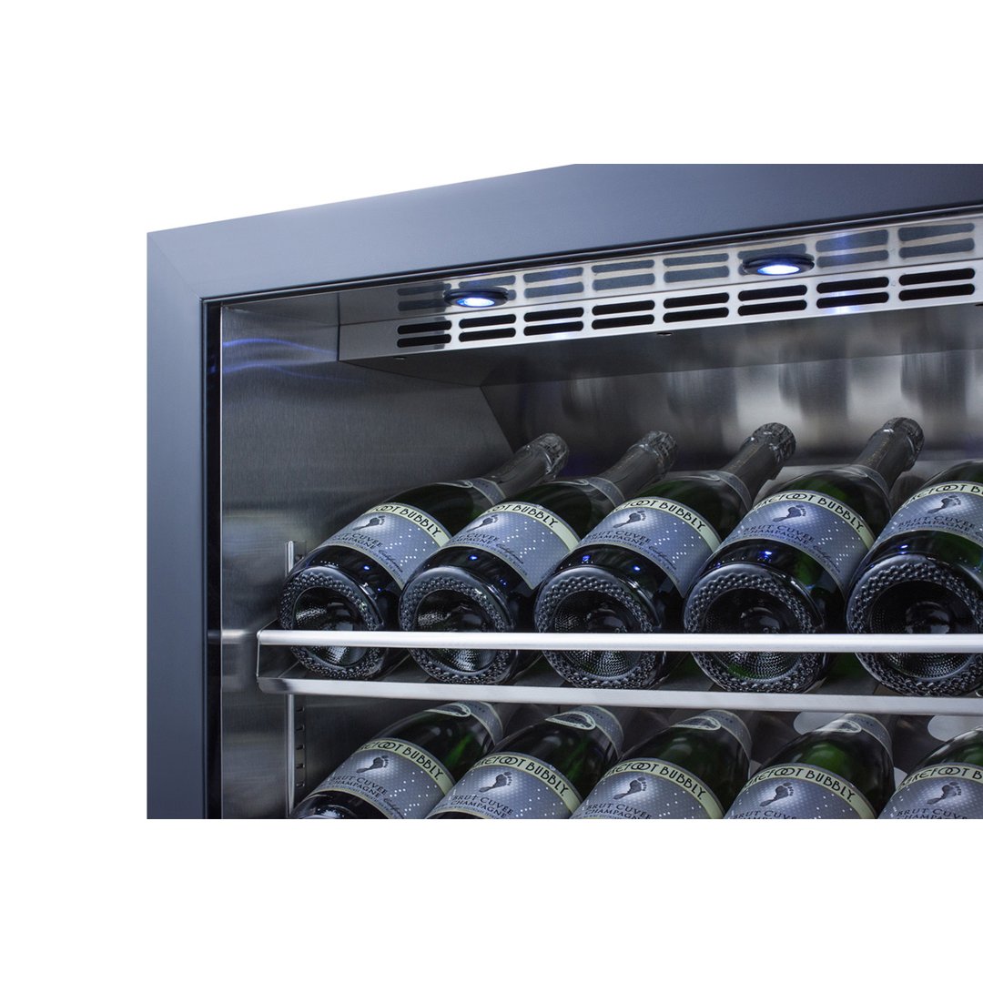 Summit SCR610BLCHCSS 24" Glass Door Wine Refrigerator, Single Temperature, 20 Bottles