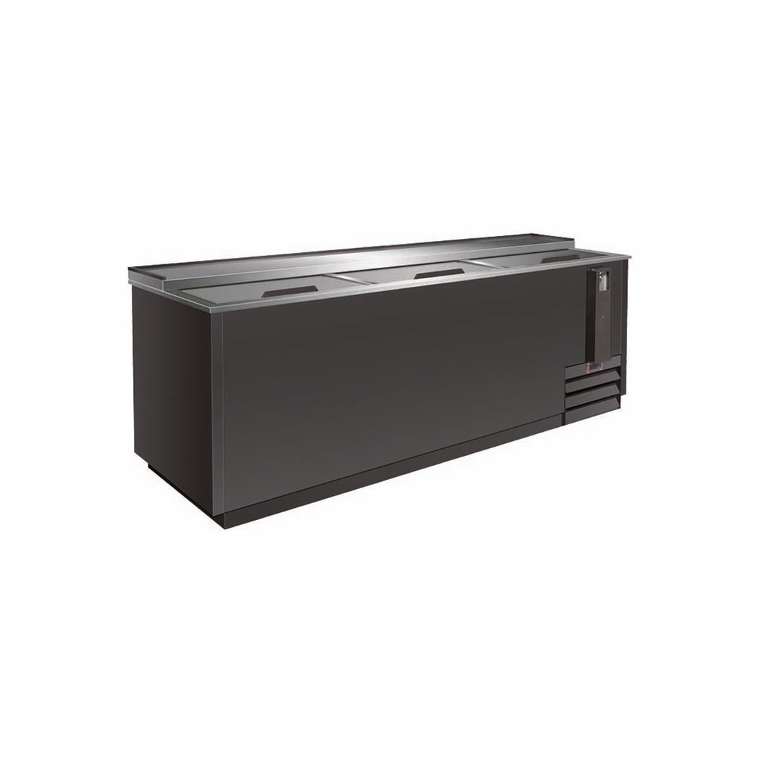 Serv-Ware BC-95-HC 95" Black Flat Top Bottle Cooler, 26 cu. ft.