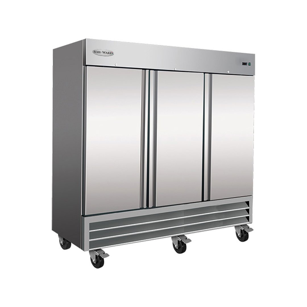 Serv-Ware RF3-HC 81" 3-Section Solid Door Reach-In Freezer, Bottom Mount, 72 cu. ft.