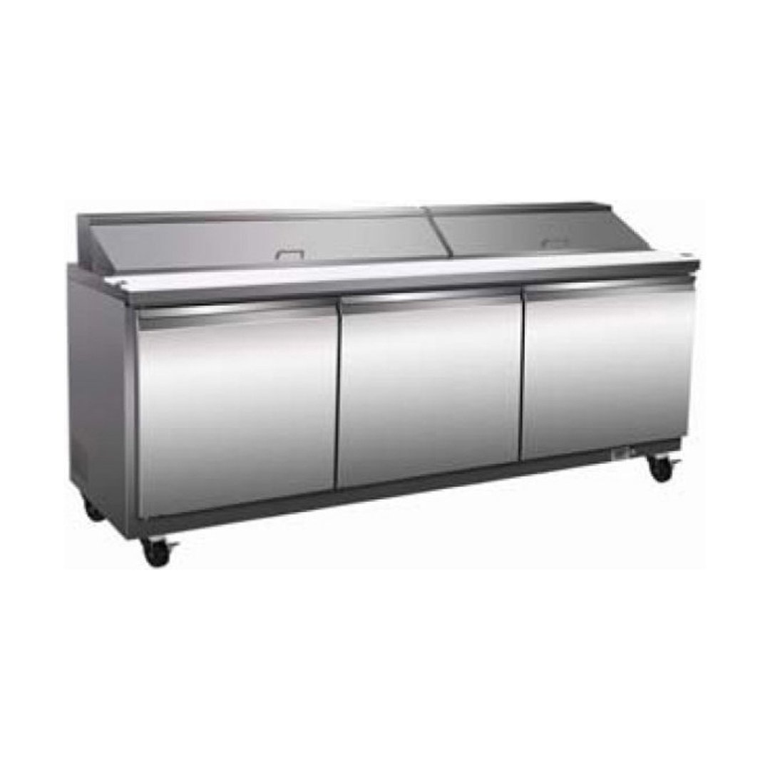 Serv-Ware SP72-18-HC 71" 3-Section Sandwich / Salad Prep Table w/ 3 Doors, 18 Pans