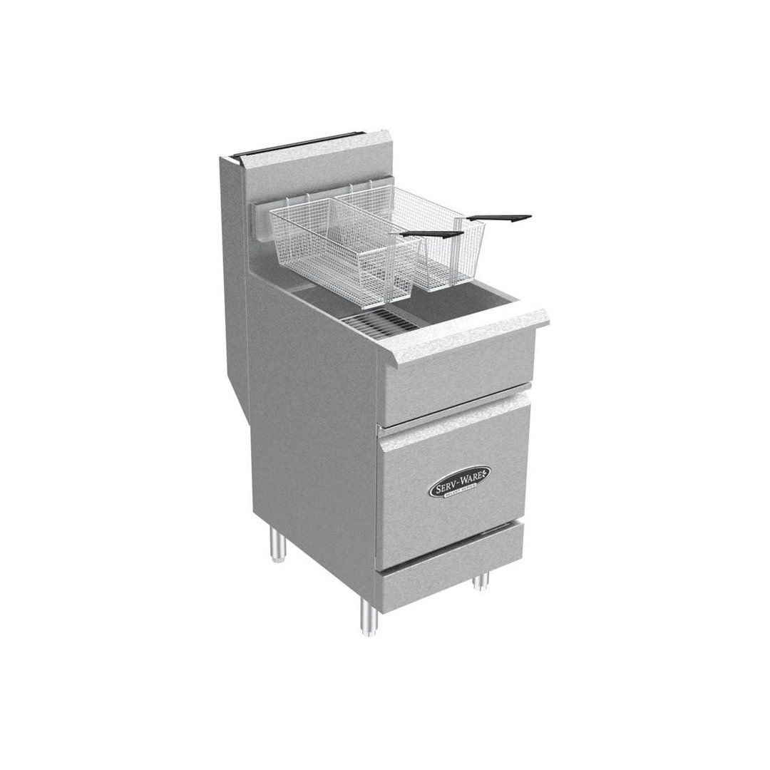 Serv-Ware SS-SGF-70L Floor Model LP Gas Full Pot Fryer, 75 lbs, 150.000 BTU