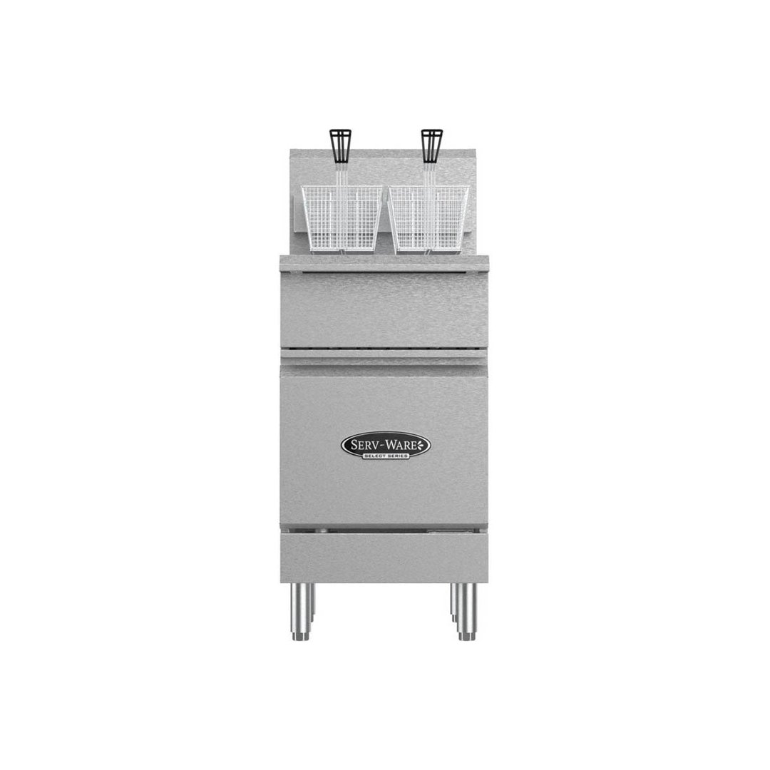 Serv-Ware SS-SGF-70L Floor Model LP Gas Full Pot Fryer, 75 lbs, 150.000 BTU