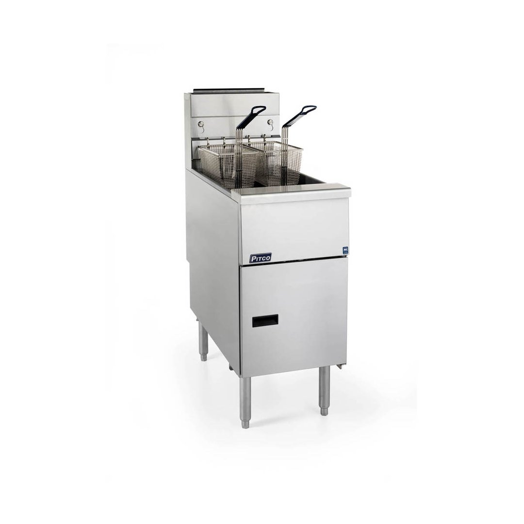 Pitco SG14R-S Full Pot Floor Model Gas Fryer w/ 50-lb Capacity, Millivolt Control, 122,000 BTU