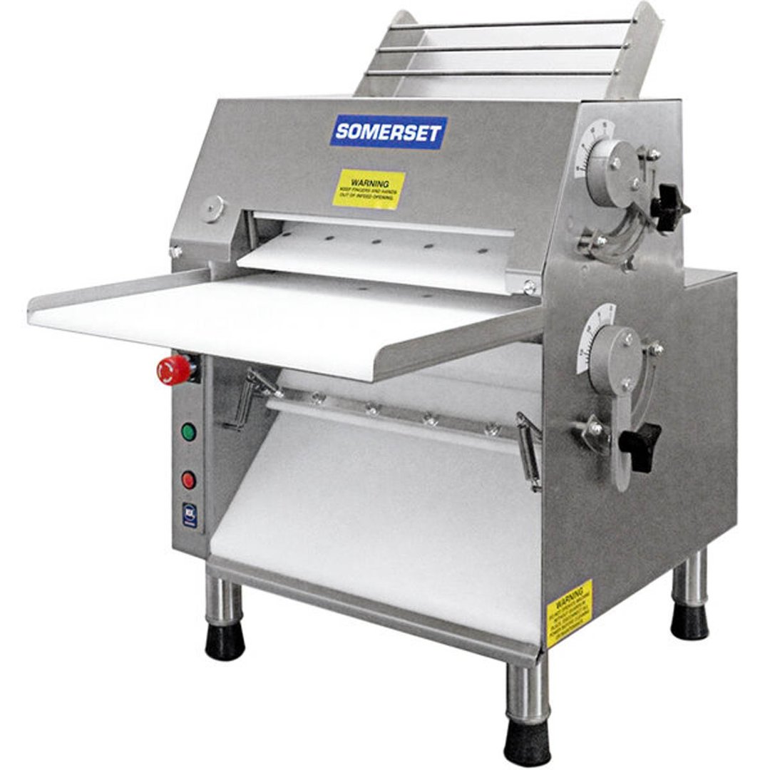 Somerset CDR-1550 Countertop Double Pass Dough Roller, 15" Synthetic Rollers, Front Operation