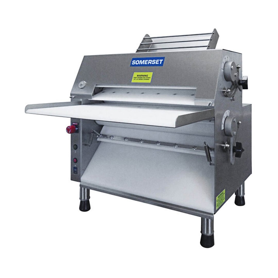 Somerset CDR-2000 Countertop Double Pass Dough Roller, 20" Synthetic Dough Rollers, Front Operation