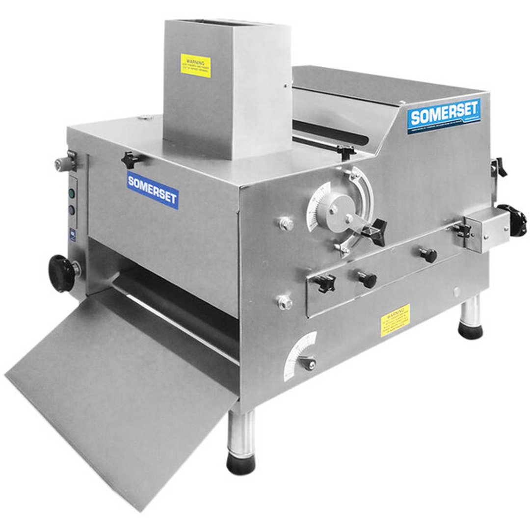 Somerset CDR-250 Compact Table Top Dough Bread Moulder, 1,800 Dough Pieces/hr 20" Rollers, 3/4 HP