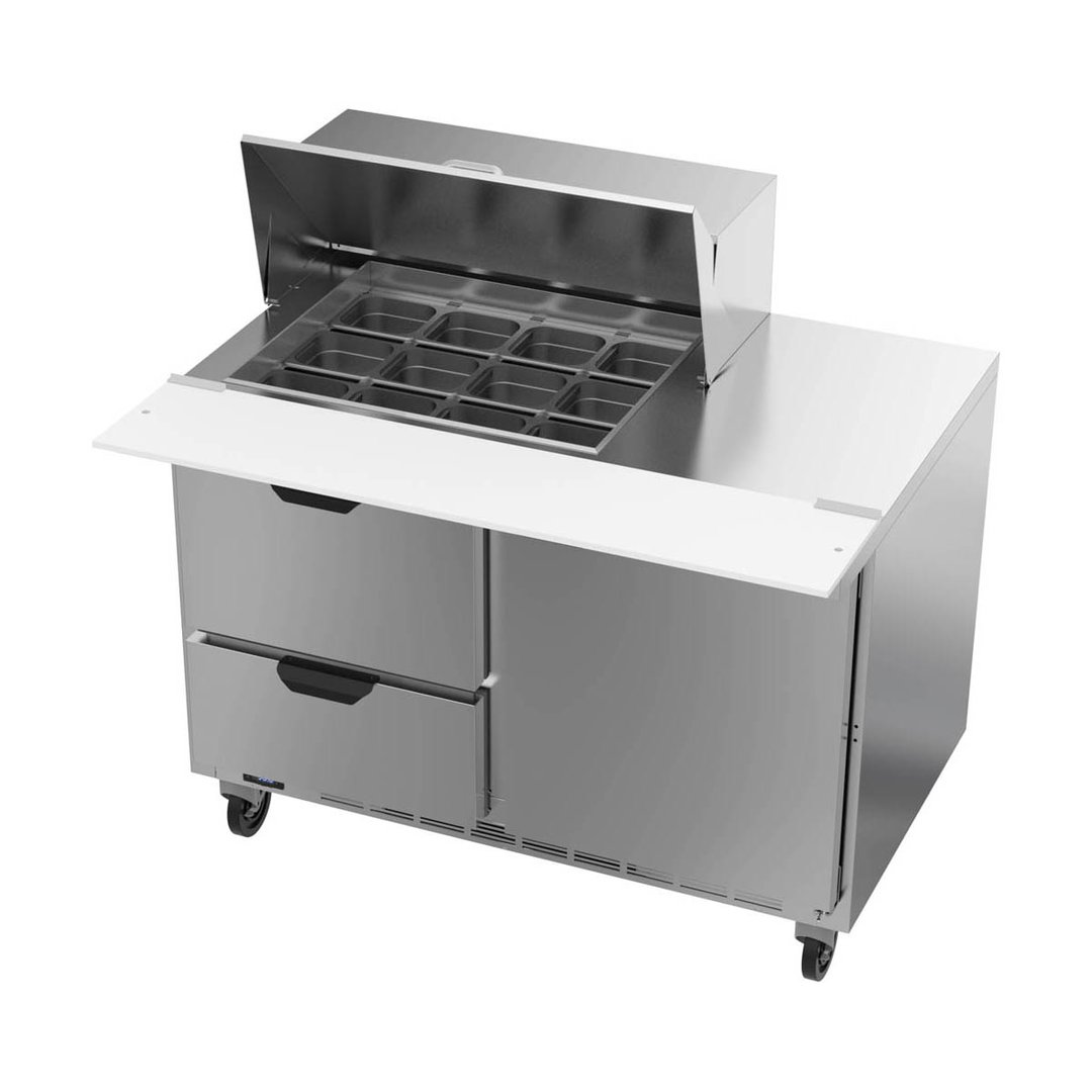Beverage Air SPED48HC-12M-2 48" Mega Top Sandwich/Salad Prep Table w/ 2 Drawers & 1 Door, 12 Pans