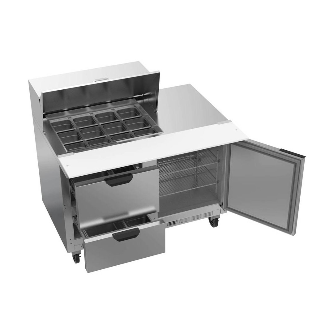 Beverage Air SPED48HC-12M-2 48" Mega Top Sandwich/Salad Prep Table w/ 2 Drawers & 1 Door, 12 Pans