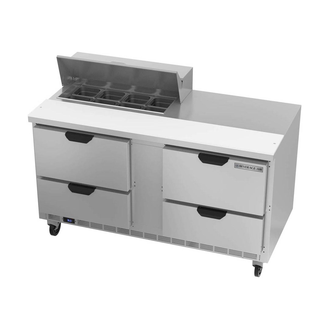 Beverage Air SPED60HC-08-4 60" Two Section Sandwich/Salad Prep Table w/ 4 Drawers, 8 Pans