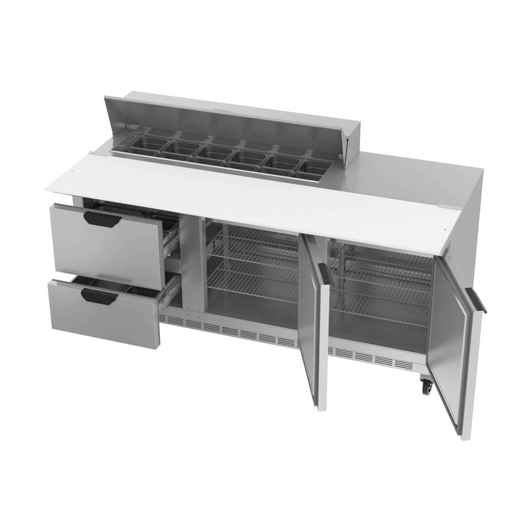 Beverage Air SPED72HC-12C-2 72" Sandwich/Salad Prep Table w/ 2 Drawers & 2 Doors, 12 Pans
