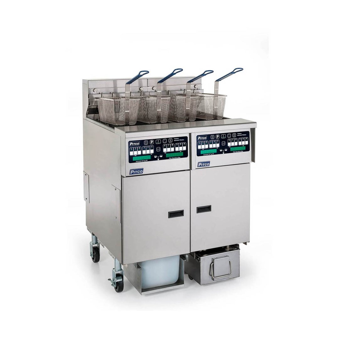 Pitco SSHLV14TC-2/FD Multiple Battery Gas Fryer w/ (2) 17-lb Frypots, Filter Drawer System