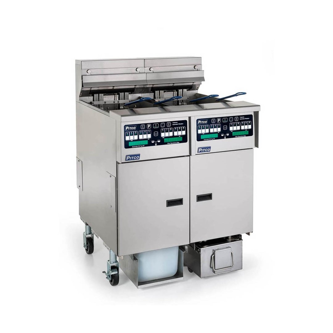 Pitco SSHLV14TC-2/FD Multiple Battery Gas Fryer w/ (2) 17-lb Frypots, Filter Drawer System