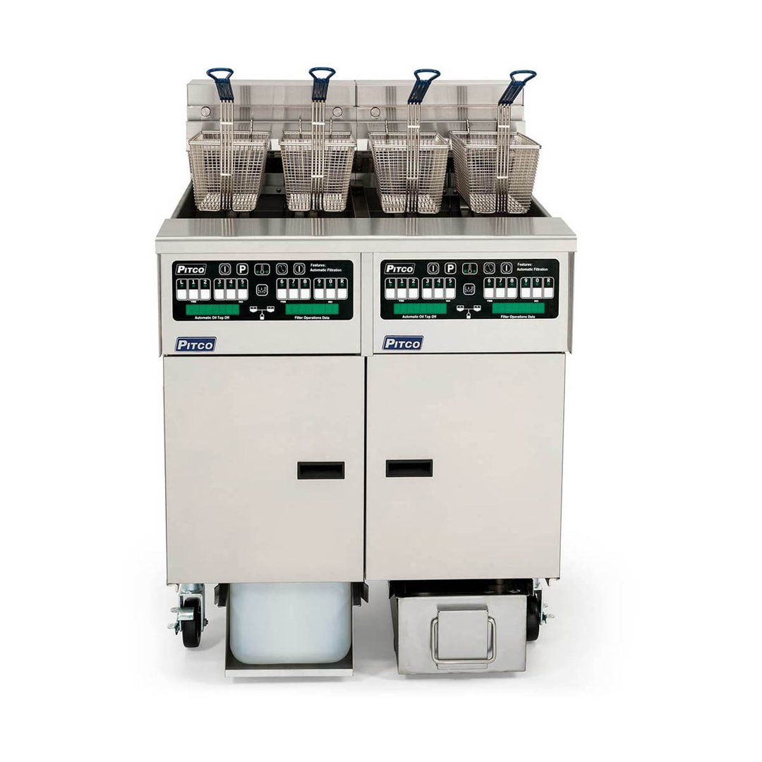 Pitco SSHLV14TC-2/FD Multiple Battery Gas Fryer w/ (2) 17-lb Frypots, Filter Drawer System