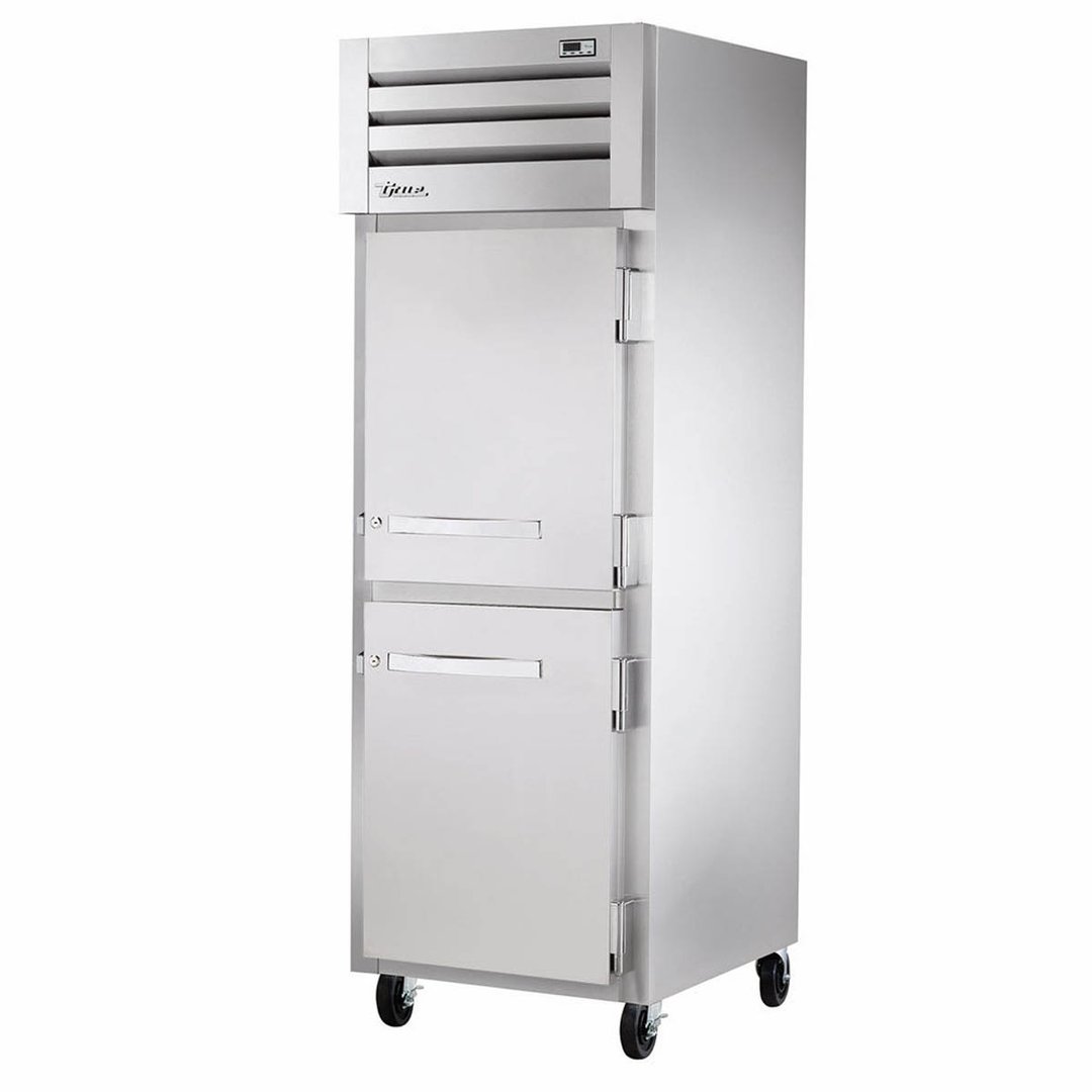 True STA1R-2HS-HC 27" One Section Reach-In Refrigerator w/ 2 Solid Half Doors, Top Mounted, Aluminum Interior-Stainless Floor