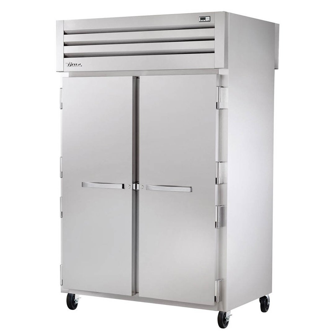 True STA2R-2S-HC 52" Two Section Reach-in Refrigerator w/ 2 Solid Doors, Top Mount, Aluminum Interior-Stainless Floor