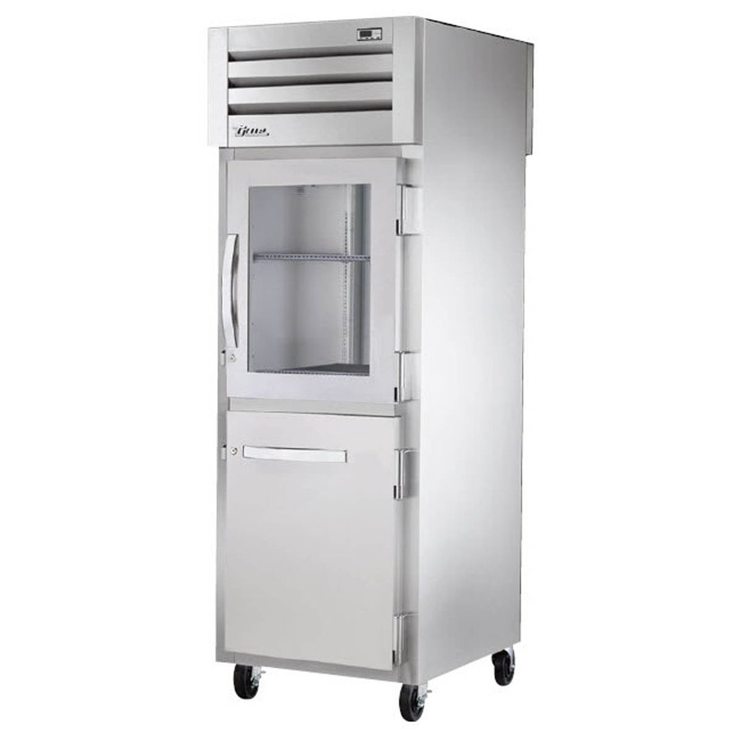 True STG1R-1HG/1HS-HC 27" One Section Reach-In Refrigerator w/ Glass & Solid Half Door, Top Mount, Stainless Steel Front-Aluminum Sides