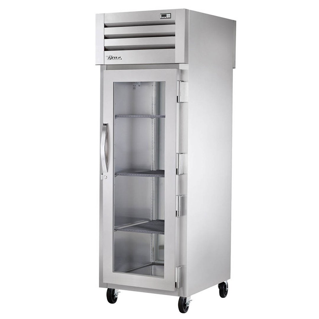 True STG1RPT-1G-1S-HC 27" One Section Pass-Thru Refrigerator w/ Front Glass & Rear Solid Door, Stainless Steel Front-Aluminum Sides