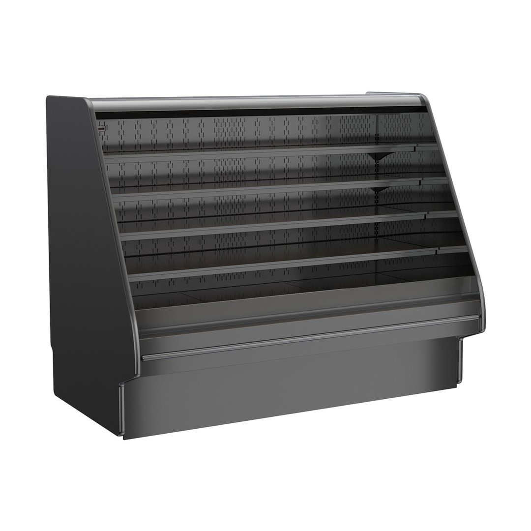 Structural Concepts GHSS460R (FLAT) 48" Self-Serve Refrigerated Open Air Merhandiser in Black, 4 Shelves, Open Flat Profile, Self-Contained Refrigeration