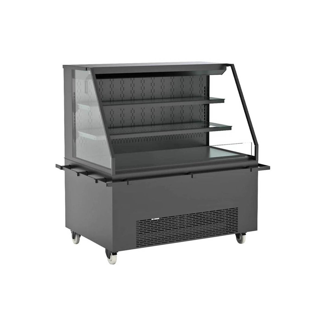Structural Concepts NR4847RSSA.MOB 48" Horizontal Self-Serve Mobile Open Air Merhandiser in Black, Self Contained, 2 Shelves, High Profile, w/ LED Lighting