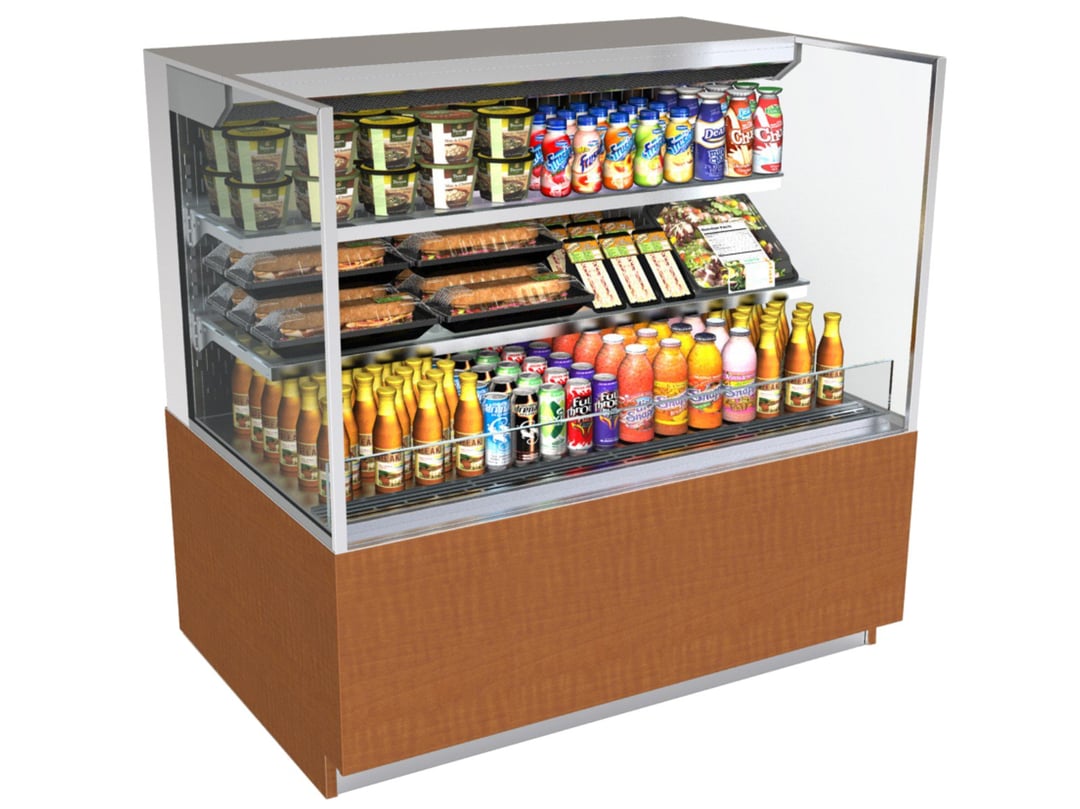 Structural Concepts NR4847RSSV 48" Horizontal Self-Serve Open Air Merhandiser in Black, Self Contained, 2 Shelves, Open Flat, w/ LED Lighting