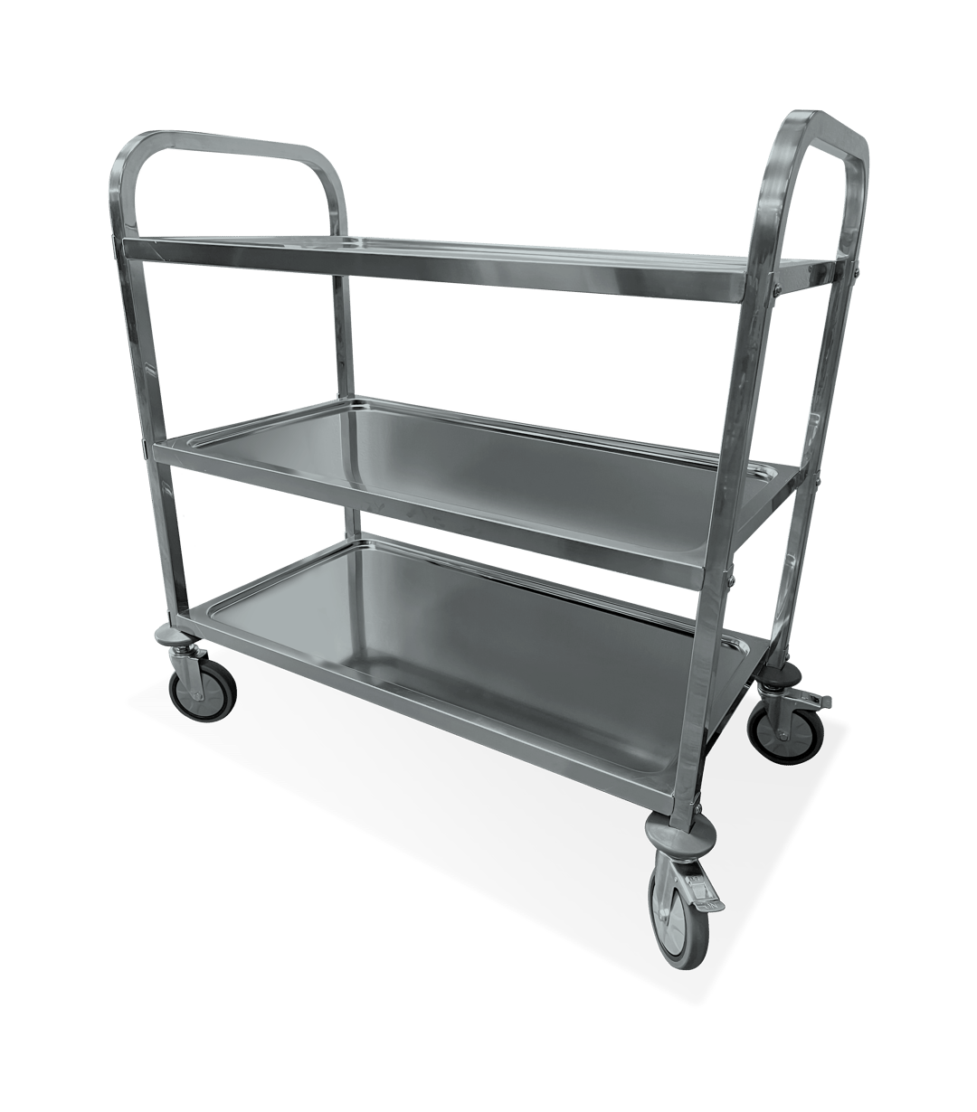 Steel Works SWUCL3-2037HD-SQ Stainless Steel 3-Shelf Utility / Bus Cart w/ 200 lbs. Capacity