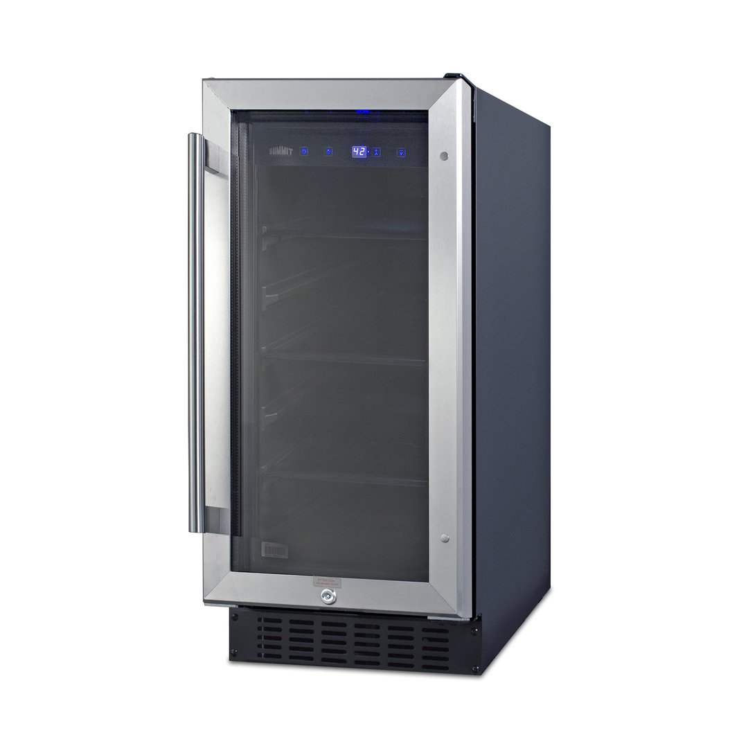 Summit ALBV15 Undercounter Beverage Center with Glass Door, in Black, 2.3 cu.ft