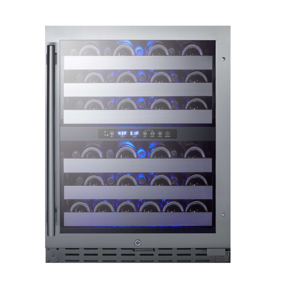 Summit ALWC532CSS 24" Glass Door Wine Refrigerator, Dual Temperature, 46 Bottles
