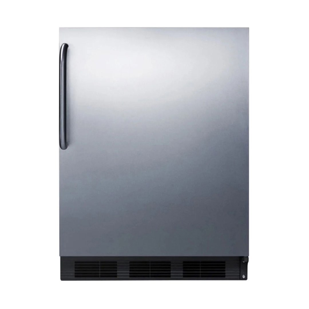 Summit FF6BK7SSTB 24" Freestanding Undercounter Refrigerator in Black, Stainless Steel Door, 5.5 cu. ft.