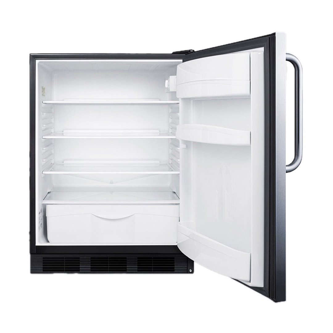 Accucold FF6BKBI7SSTBADA Stainless Steel Door Undercounter Refrigerator in Black, ADA Compliant, 5.5 cu. ft.