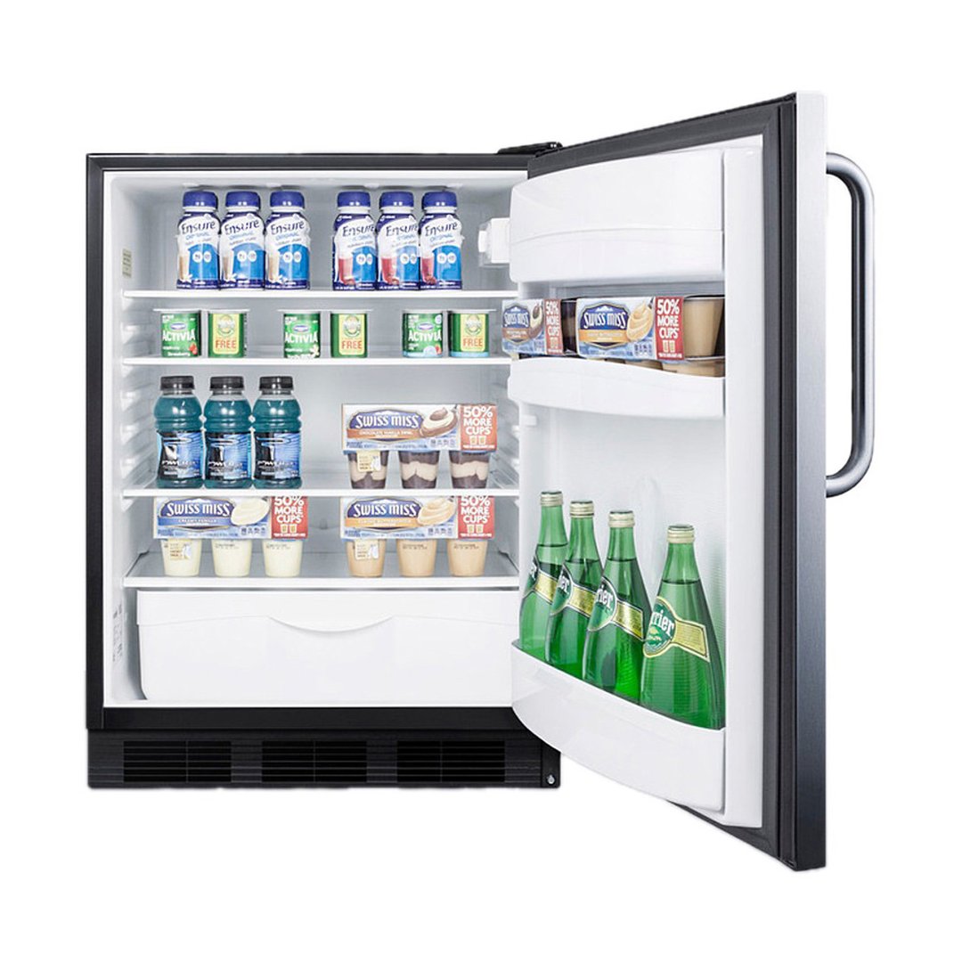Accucold FF6BKBI7SSTBADA Stainless Steel Door Undercounter Refrigerator in Black, ADA Compliant, 5.5 cu. ft.