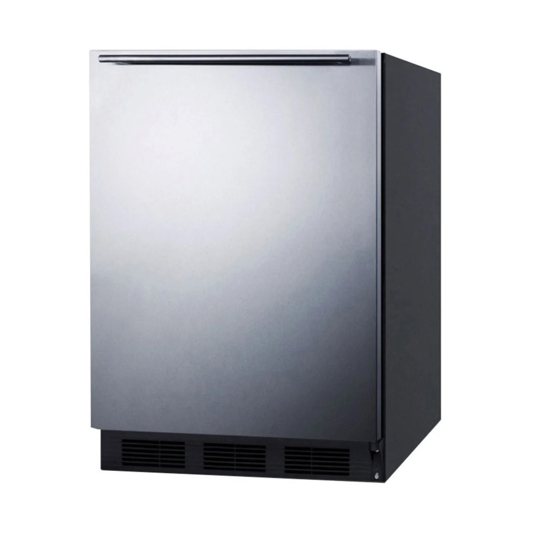 Summit FF7BKSSHH 24" Freestanding Undercounter Refrigerator in Black, Stainless Steel Door, 5.5 cu ft