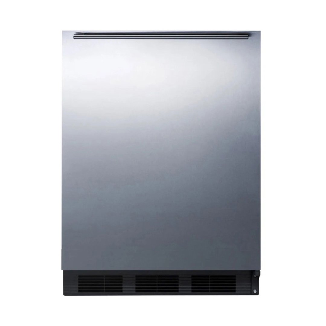 Summit FF7BKSSHH 24" Freestanding Undercounter Refrigerator in Black, Stainless Steel Door, 5.5 cu ft